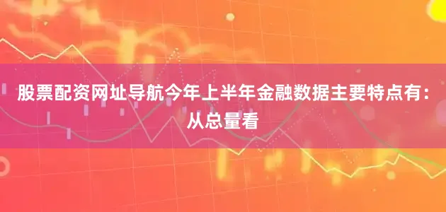股票配资网址导航今年上半年金融数据主要特点有：从总量看